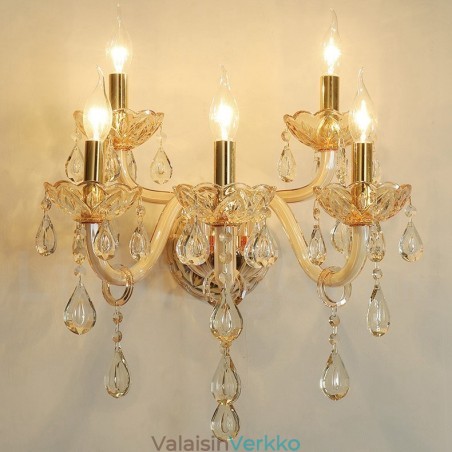 5 Light Gold K9 Crystal Candle Retro lasiseinävalaisin 5 Light Gold K9 Crystal Candle Retro lasiseinävalaisin