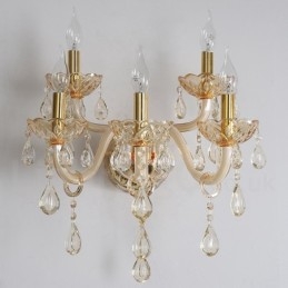 5 Light Gold K9 Crystal Candle Retro lasiseinävalaisin