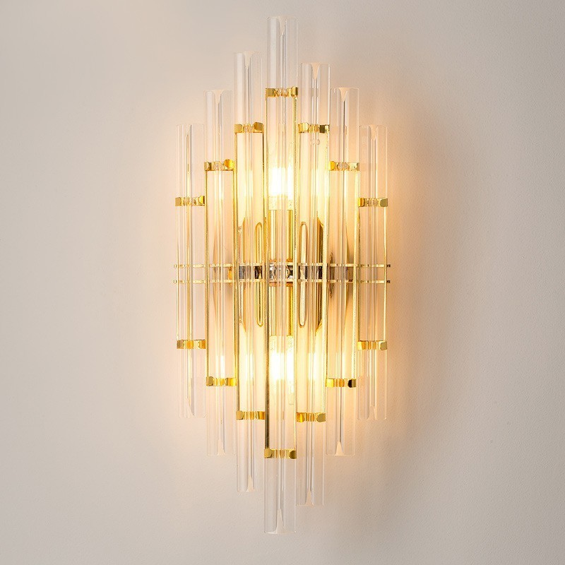 Hotelli Light Luxury Crystal Wall Lamp Post moderni Persoonallisuus Olohuone Käytävä Sisäänkäynti Tausta Seinälamppu Makuuhuoneen Vuoteen vierellä koristelamput