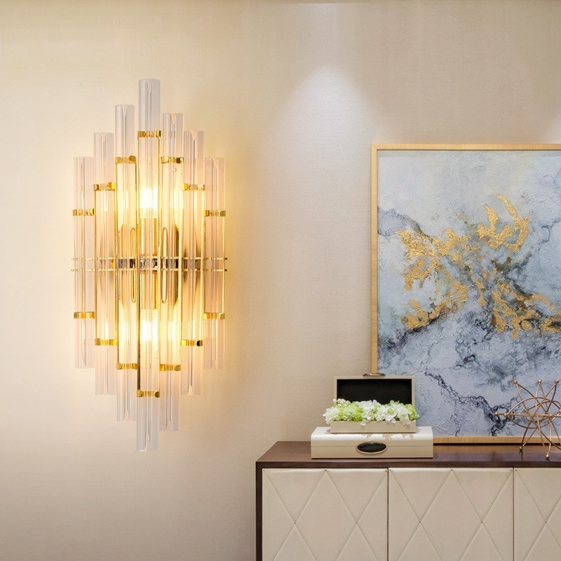 Hotelli Light Luxury Crystal Wall Lamp Post moderni Persoonallisuus Olohuone Käytävä Sisäänkäynti Tausta Seinälamppu Makuuhuoneen Vuoteen vierellä koristelamput