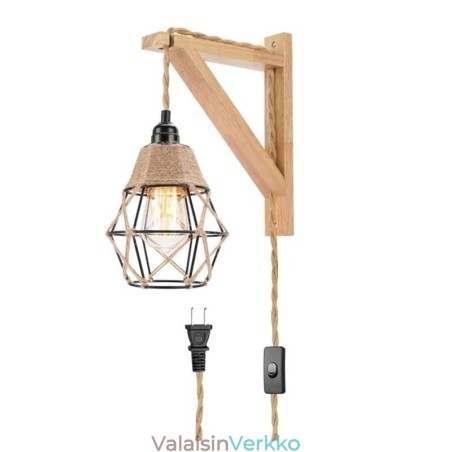 Hamppuköysirautataideseinävalaisin Amerikkalainen pastoraalinen retro-seinävalaisin pistokkeella