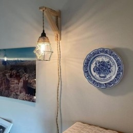 Hamppuköysirautataideseinävalaisin Amerikkalainen pastoraalinen retro-seinävalaisin pistokkeella