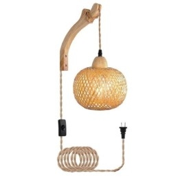 Bambu-seinävalaisin American Pastoral Retro hamppuköysi seinävalaisin pistokkeella