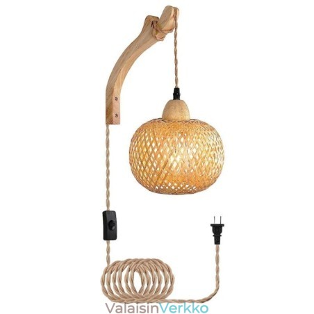 Bambu-seinävalaisin American Pastoral Retro hamppuköysi seinävalaisin pistokkeella Bambu-seinävalaisin American Pastoral Retro hamppuköysi seinävalaisin pistokkeella