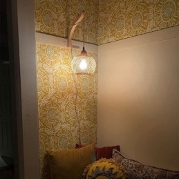 Bambu-seinävalaisin American Pastoral Retro hamppuköysi seinävalaisin pistokkeella