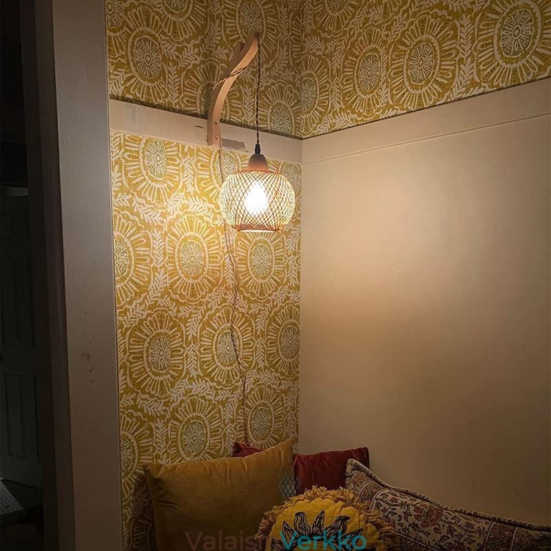 Bambu-seinävalaisin American Pastoral Retro hamppuköysi seinävalaisin pistokkeella