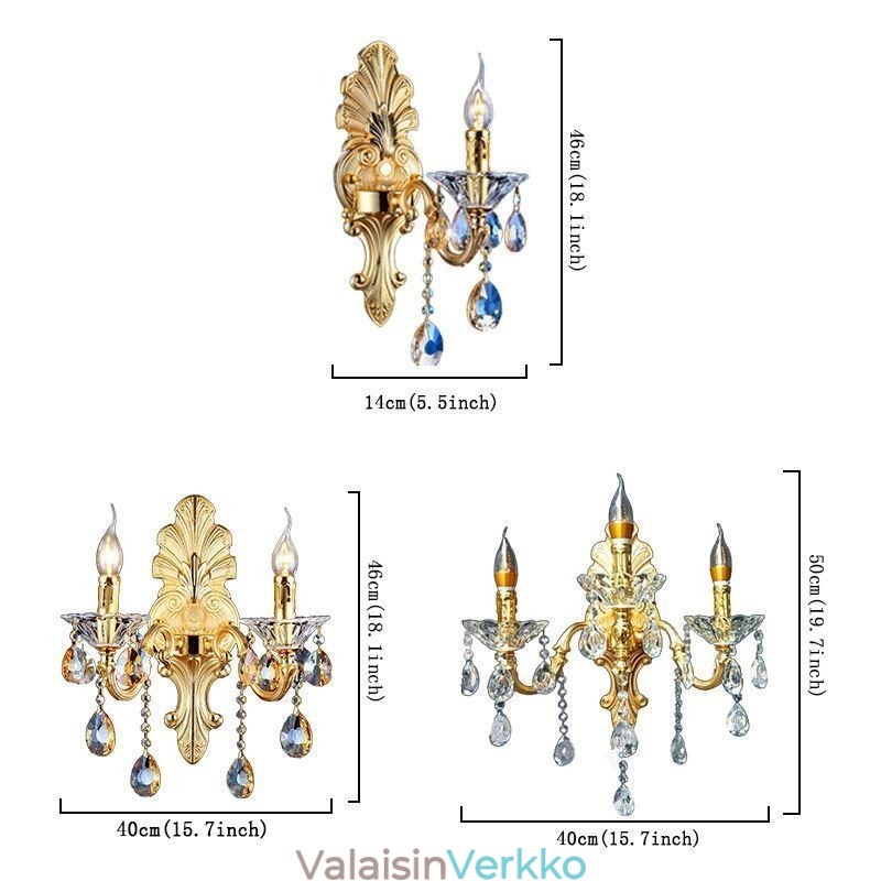 Eurooppalainen seinävalaisin Ylellinen seinävalaisin Crystal Drop -koristelamppu yövalaistus