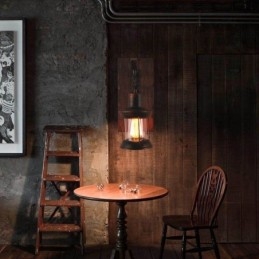 Amerikkalainen vintage-seinävalaisin Teollinen LOFT-seinävalaisin massiivipuusta lasivalaisin