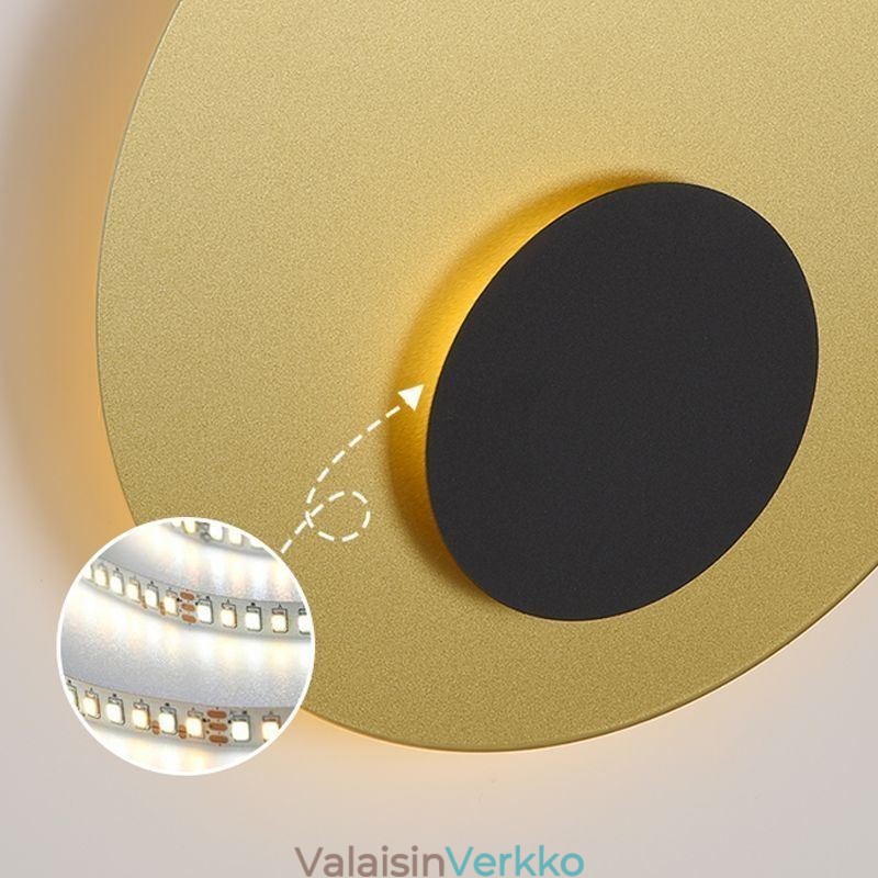 Nordic Wall Light Black Gold Pyöreä täyskuparinen seinävalaisin