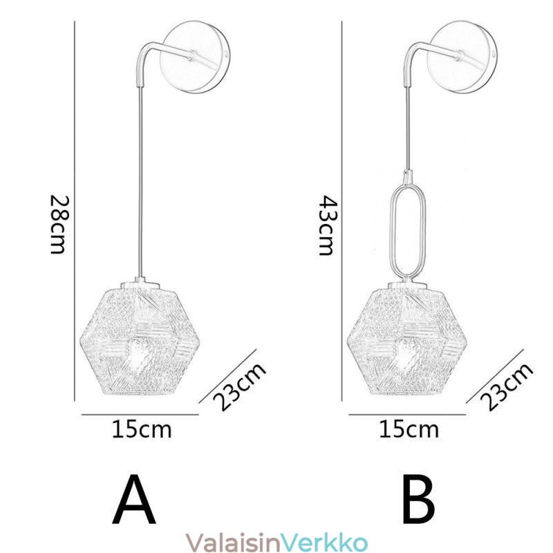 Moderni seinävalaisin Creative lasiseinälamppu