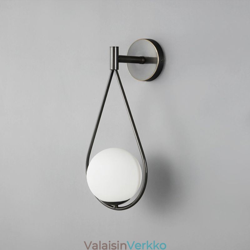 Moderni Globe seinävalaisin lasiseinävalaisin, musta vesipisara-seinävalaisin