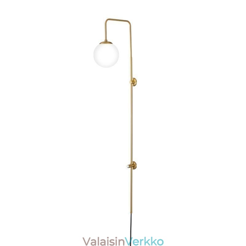 Moderni Globe-seinävalaisin, harjattu kultainen lasiseinävalaisin