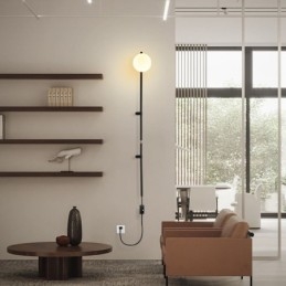 Maapallon seinävalaisin Mid Century Magic Bean -seinävalaisin pistokkeella