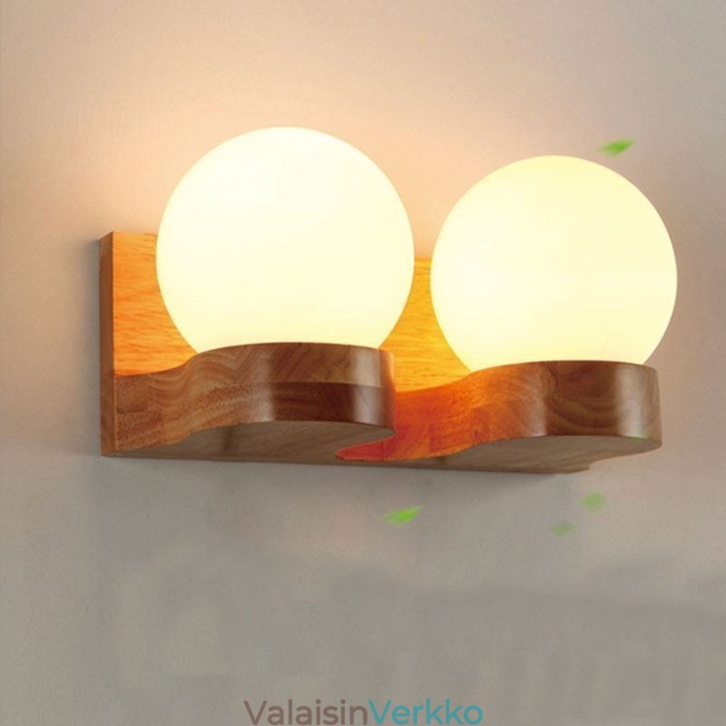Pohjoismainen massiivipuuseinävalaisin Kodikas pallomainen lamppuvalo