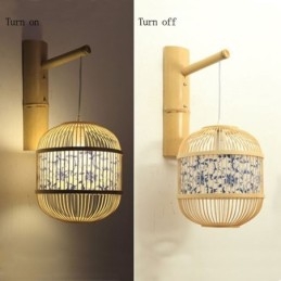Cage Design seinävalaisin Creative bambusta riippuva seinävalaisin sängyn vierellä koristeellinen valaisin