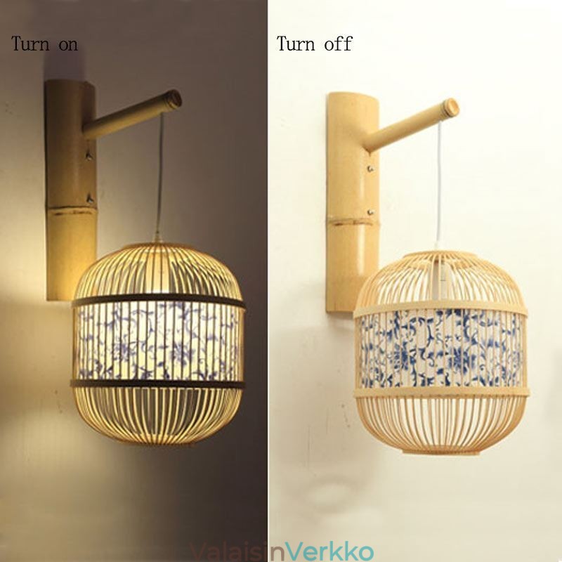Cage Design seinävalaisin Creative bambusta riippuva seinävalaisin sängyn vierellä koristeellinen valaisin