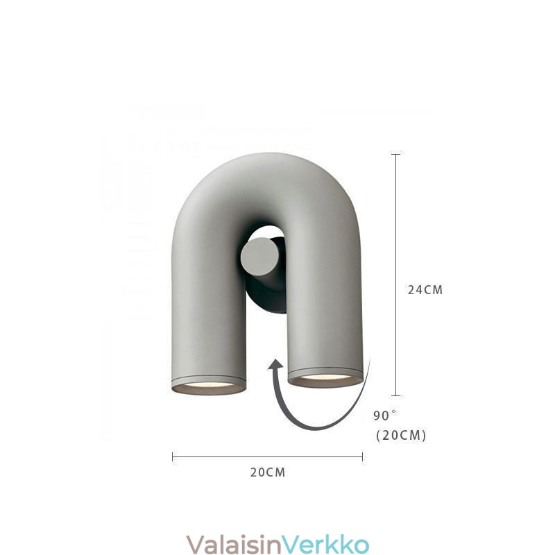 Seinävalaisin U-muotoinen minimalistinen luova seinävalaisin 90 pyörivä lampunvarjostin