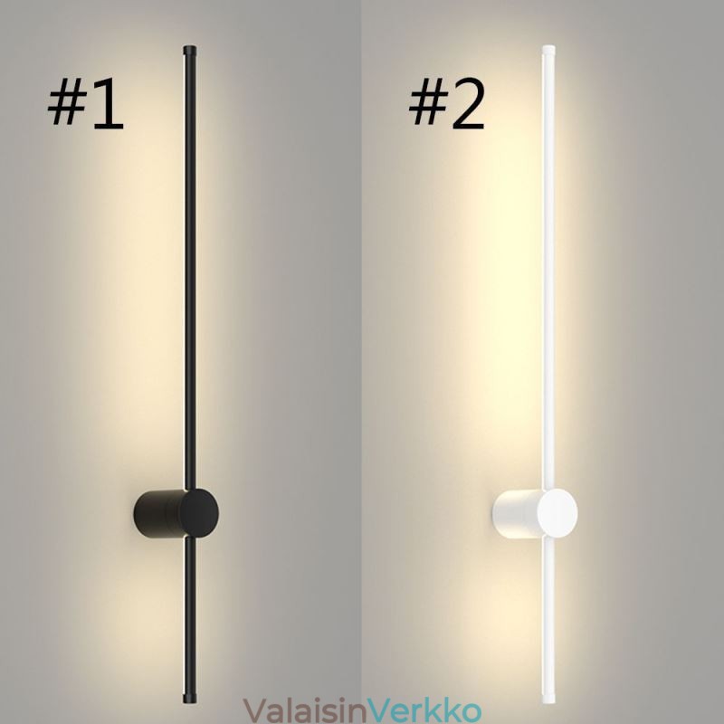 Moderni pitkä seinävalaisin sängyn vierellä koristeltu valaisinkäytävä