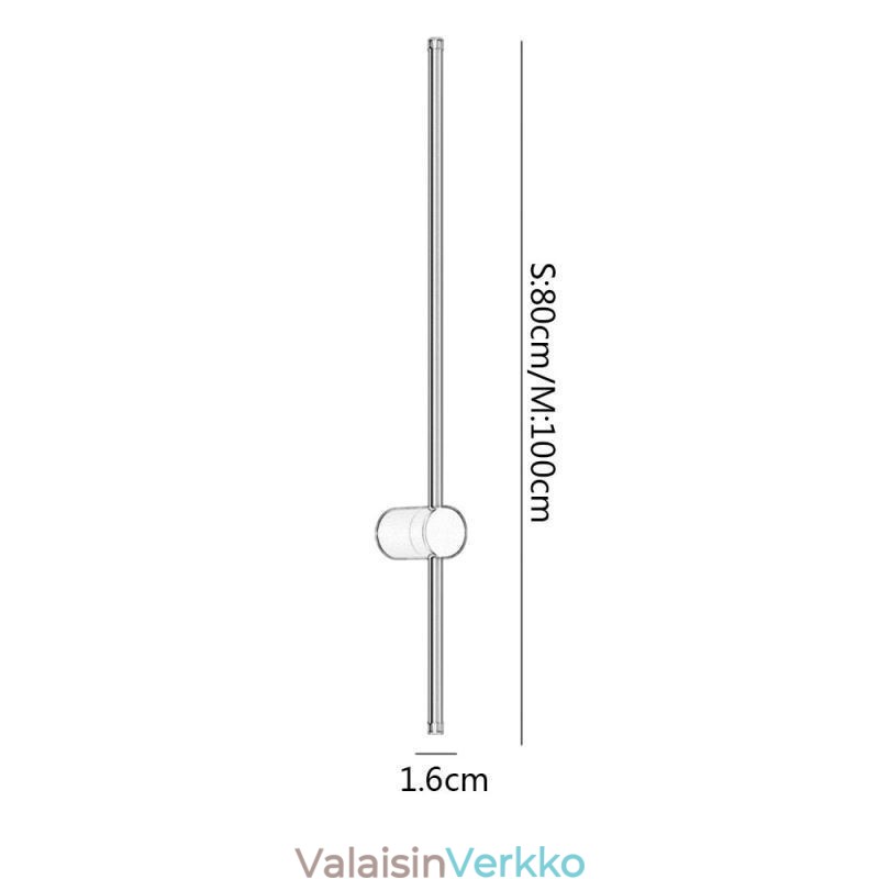 Moderni pitkä seinävalaisin sängyn vierellä koristeltu valaisinkäytävä