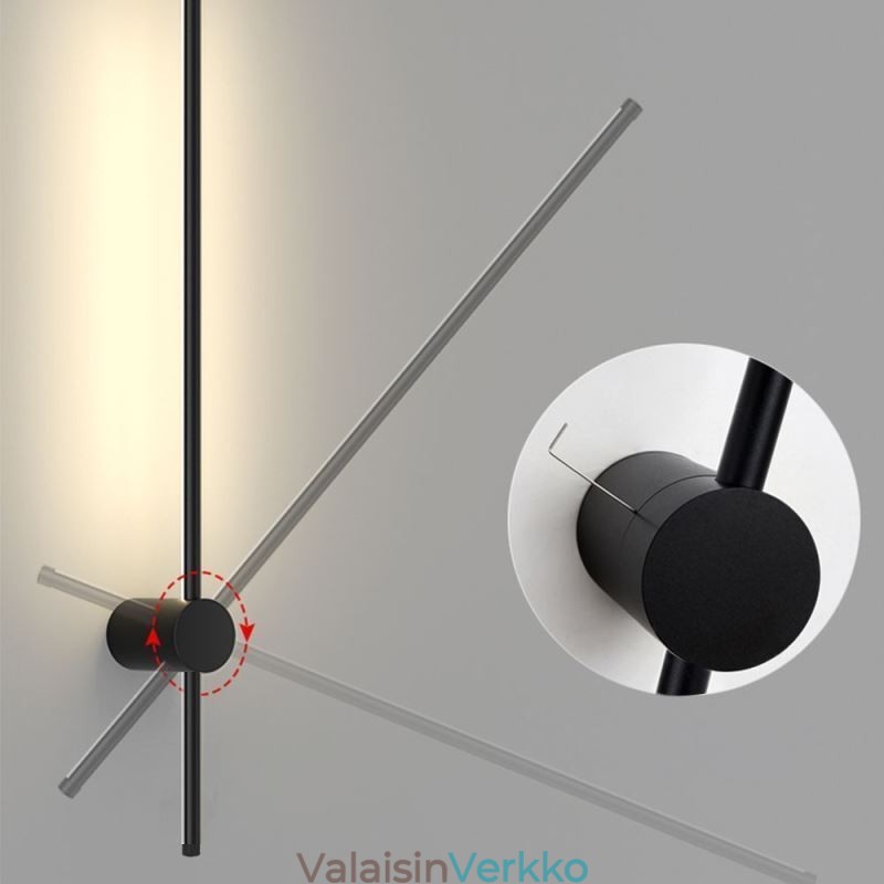 Moderni pitkä seinävalaisin sängyn vierellä koristeltu valaisinkäytävä