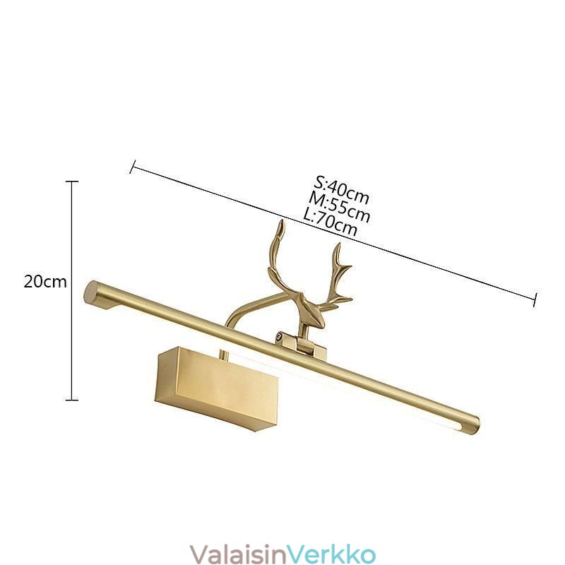 Nordic messinkiseinävalaisin peilin etuvalo