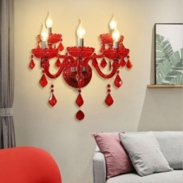 European Crystal Sconce punainen seinävalaisin