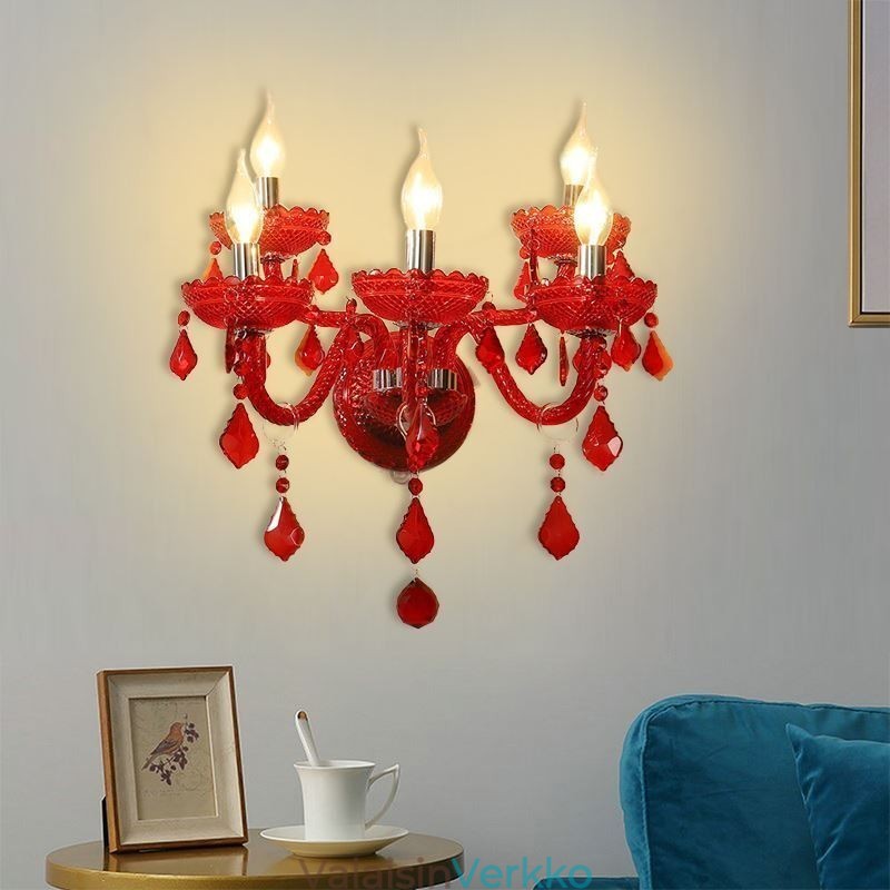 European Crystal Sconce punainen seinävalaisin