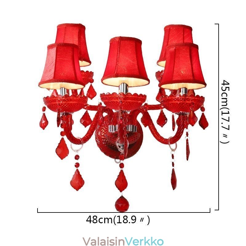 European Crystal Sconce punainen seinävalaisin