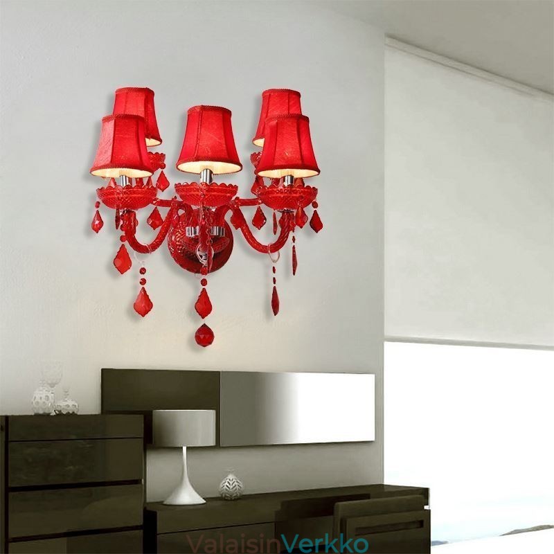 European Crystal Sconce punainen seinävalaisin