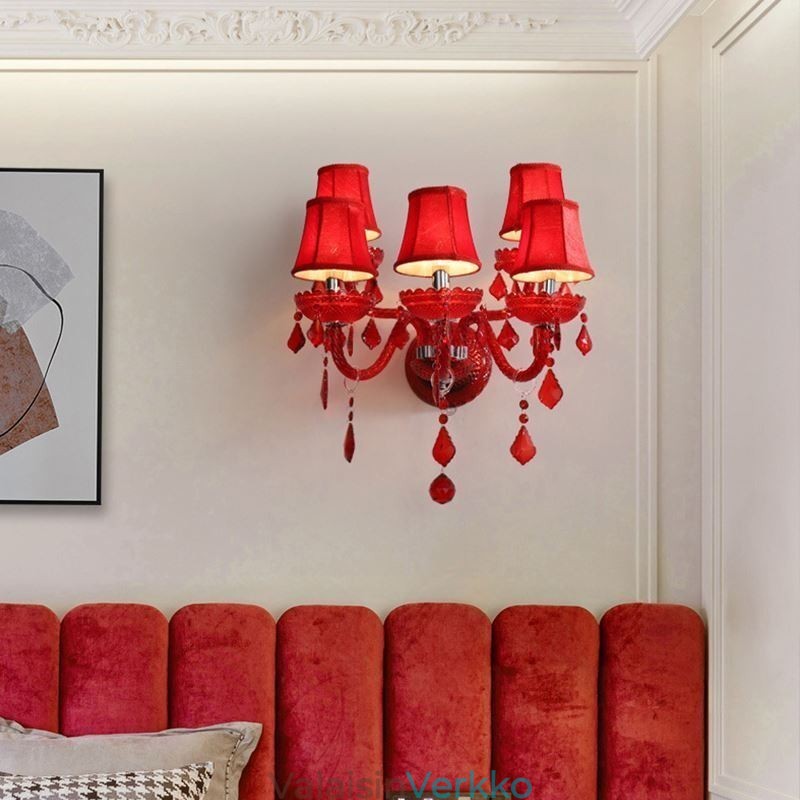 European Crystal Sconce punainen seinävalaisin