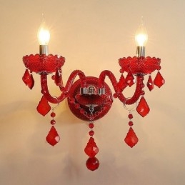 European Crystal Sconce Seinävalo Punainen Väri Valo