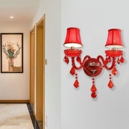 European Crystal Sconce Seinävalo Punainen Väri Valo