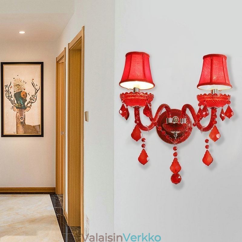 European Crystal Sconce Seinävalo Punainen Väri Valo