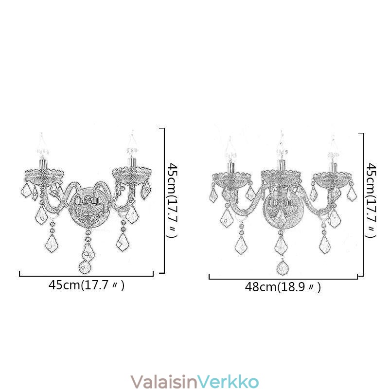 European Crystal Sconce Seinävalo Punainen Väri Valo