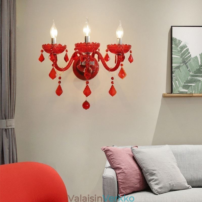 European Crystal Sconce Seinävalo Punainen Väri Valo