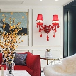 European Crystal Sconce Seinävalo Punainen Väri Valo