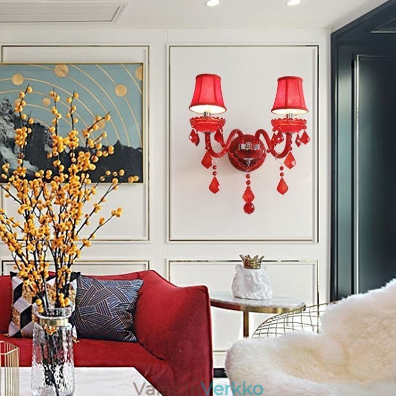 European Crystal Sconce Seinävalo Punainen Väri Valo