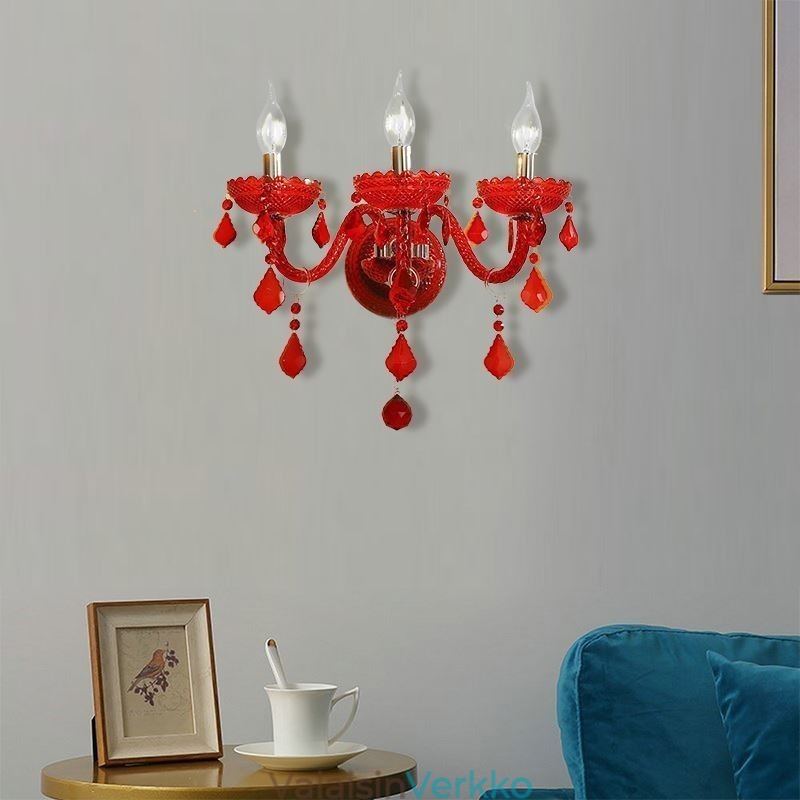 European Crystal Sconce Seinävalo Punainen Väri Valo