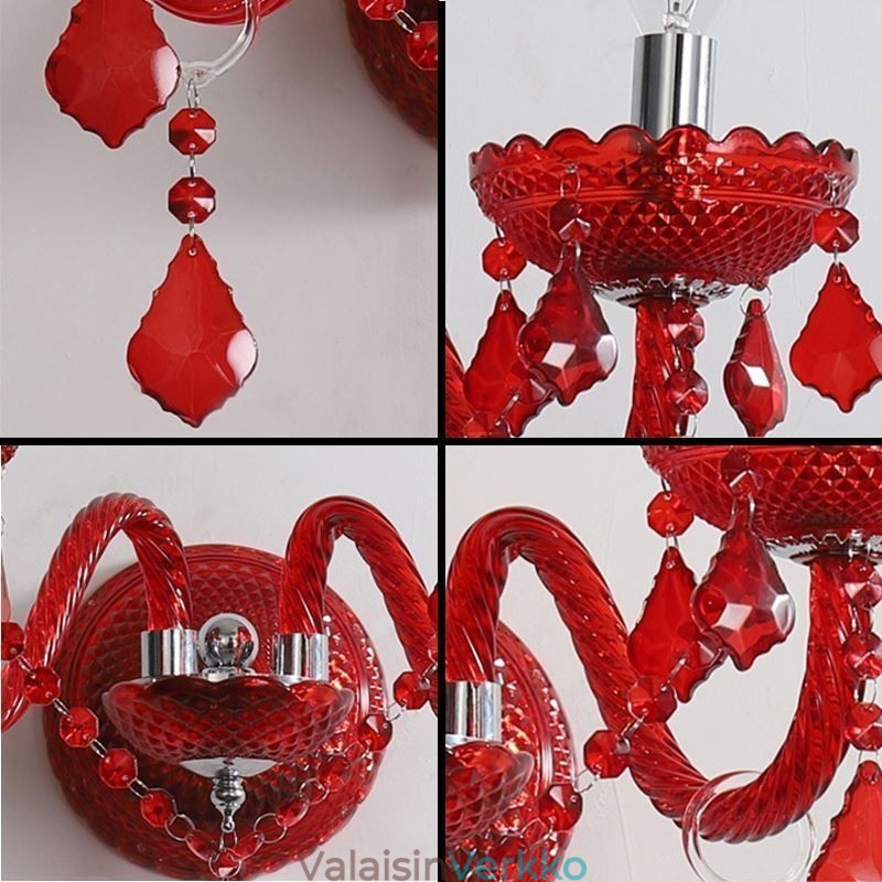 European Crystal Sconce Seinävalo Punainen Väri Valo