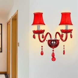 European Wall Light Crystal Sconce punainen väri