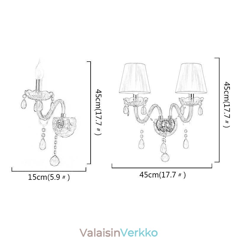 European Wall Light Crystal Sconce punainen väri