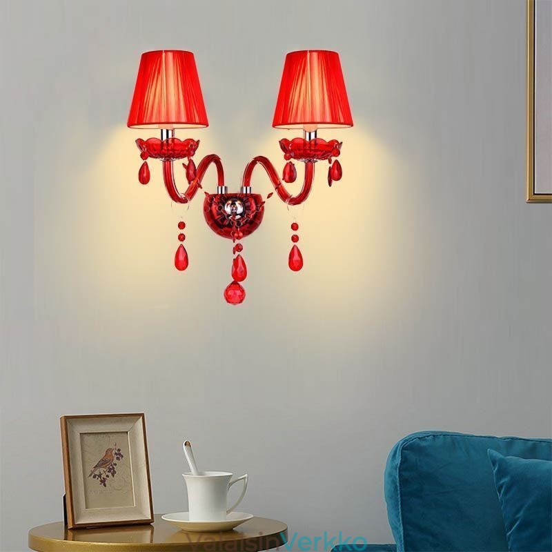 European Wall Light Crystal Sconce punainen väri