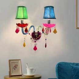 Värikäs Crystal Sconce European Two Light Seinävalaisin Käytävä