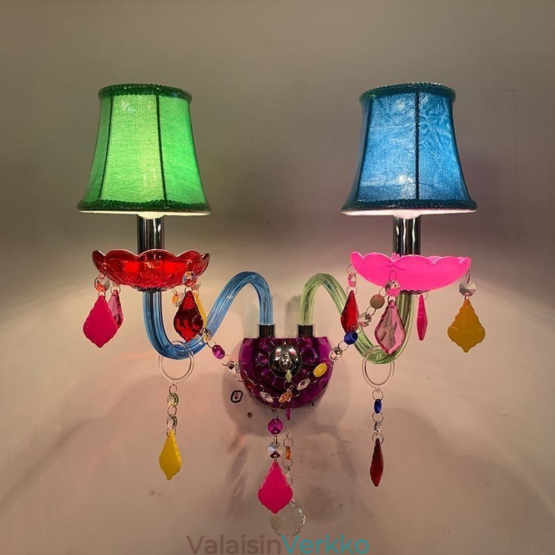 Värikäs Crystal Sconce European Two Light Seinävalaisin Käytävä