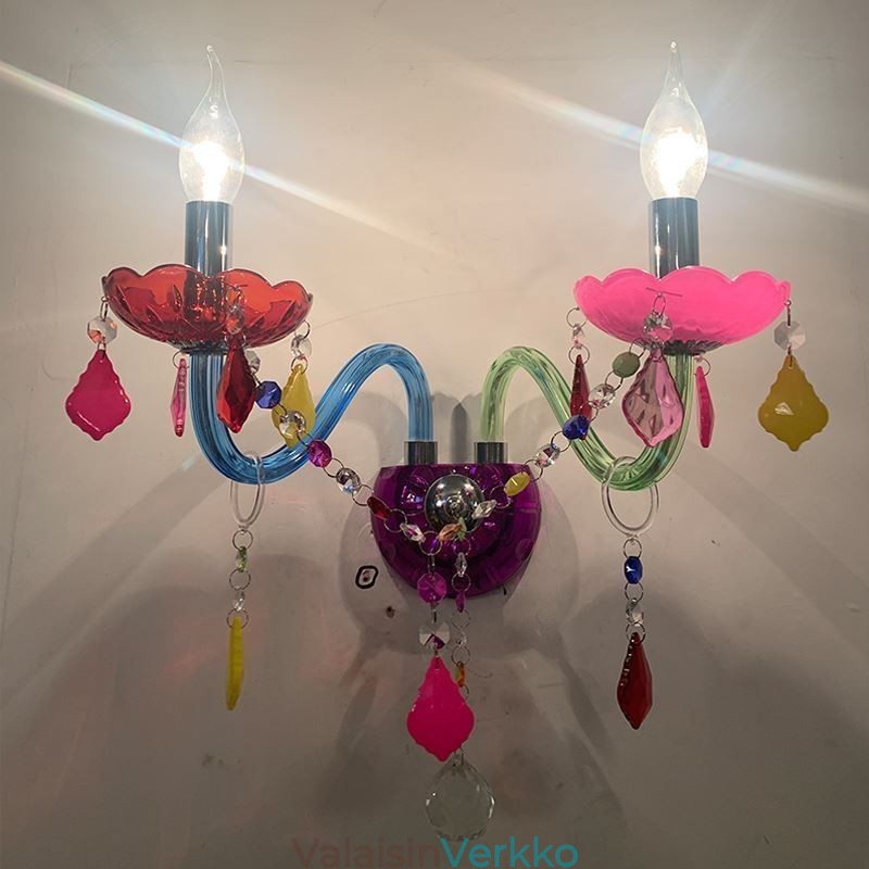 Värikäs Crystal Sconce European Two Light Seinävalaisin Käytävä