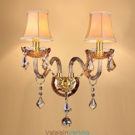 European Crystal Sconce Elegant Two Light Seinävalaisin Portaat