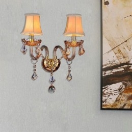European Crystal Sconce Elegant Two Light Seinävalaisin Portaat