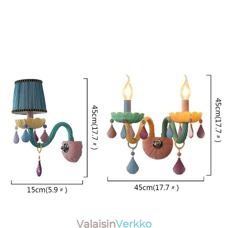 Eurooppalainen Crystal Sconce Macaron värikäs seinävalaisin