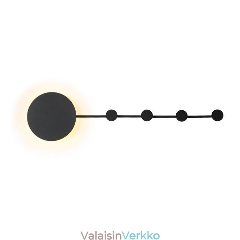Moderni seinävalaisin pyöreä seinävalaisin, musta koukkuvalaisin yöpöydälle