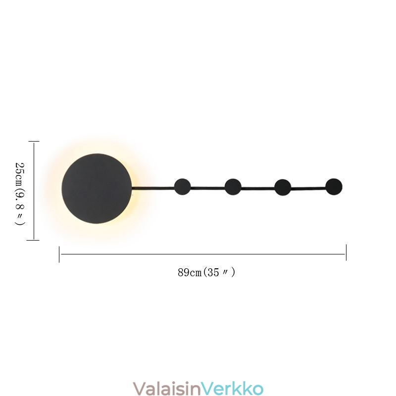Moderni seinävalaisin pyöreä seinävalaisin, musta koukkuvalaisin yöpöydälle